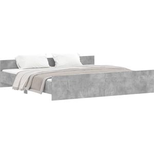 vidaXL Bedframe met hoofd- en voeteneinde betongrijs 200x200 cm