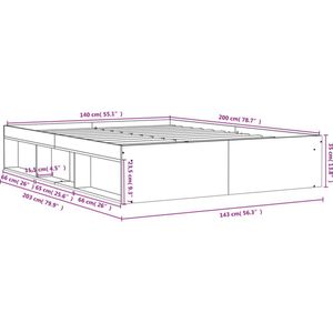 vidaXL - Bedframe - betongrijs - 140x200 - cm