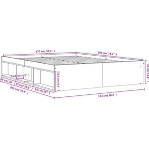 vidaXL Bettgestell Schwarz 150x200 cm