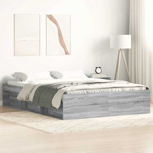 vidaXL - Bedframe - grijs - sonoma - eikenkleurig - 150x200 - cm - King - Size