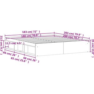 vidaXL Bedframe betongrijs 180x200 cm Super King Size