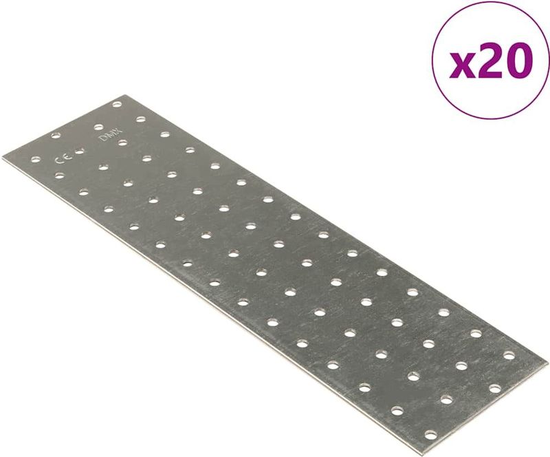 vidaXL Lochplatten 20 Stk. 2 mm 300x80 mm Verzinkter Stahl
