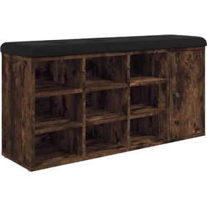 vidaXL - Schoenenbank - 102x32x50 - cm - bewerkt - hout - gerookt - eikenkleurig