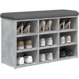 vidaXL - Schoenenbank - 82x32x50 - cm - bewerkt - hout - betongrijs