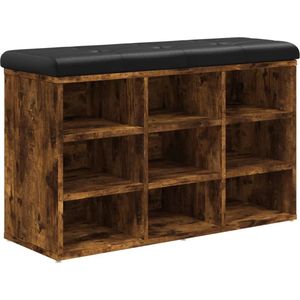 vidaXL Schoenenbank 82x32x50 cm bewerkt hout gerookt eikenkleurig