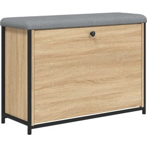 vidaXL Schoenenbankje met klaplade 82x32x56 cm sonoma eikenkleurig