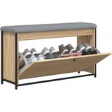 vidaXL Schoenenbankje met klaplade 102x32x56 cm sonoma eikenkleurig