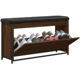 vidaXL Schoenenbankje met klaplade 102x32x56 cm bruineikenkleurig