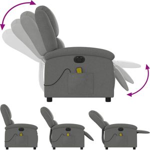 vidaXL - Massagestoel - Elektrisch Verstelbaar - Stof - Donkergrijs