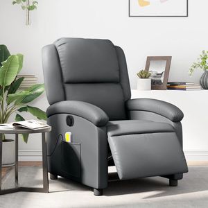 vidaXL Massagestoel verstelbaar elektrisch kunstleer grijs, massagestoel, senioren stoel, relaxfauteuil, fauteuil, seniorenstoel, relaxstoel