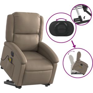 vidaXL Sta-op-Massagestoel - Kunstleer - Cappuccino - Elektrisch Verstelbaar