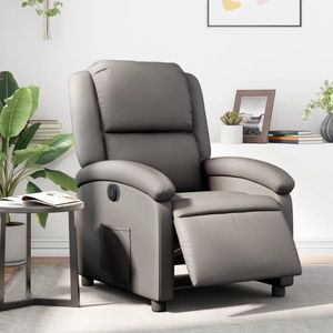 Fauteuil verstelbaar elektrisch echt leer grijs