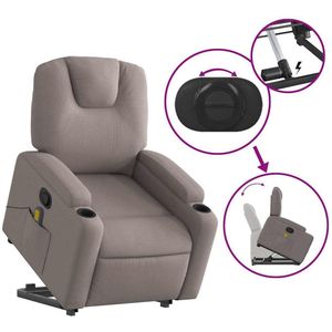 vidaXL Sta-op-massagestoel - Verstelbaar - Stof - Taupe