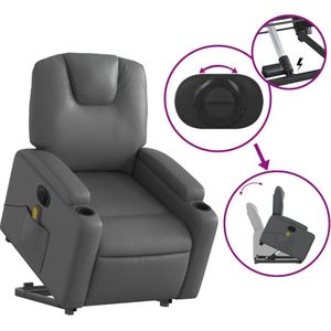 vidaXL Sta-op-massagestoel - Kunstleer - Grijs - Elektrisch Verstelbaar