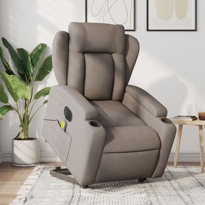 vidaXL Sta-op-massagestoel - Stoffen Fauteuil - Taupe - Elektrisch Verstelbaar