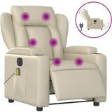 vidaXL Massagestoel verstelbaar elektrisch kunstleer crèmekleurig