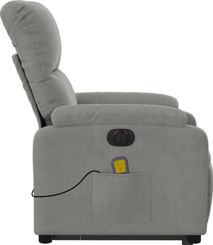 vidaXL Sta-op-fauteuil - Lichtgrijs - Microvezelstof