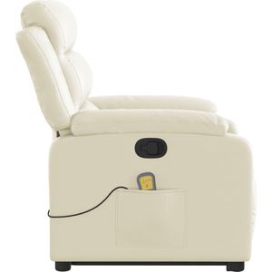 vidaXL Sta-op-massagestoel - Kunstleer - Crèmekleurig - Verstelbaar met Massagefunctie