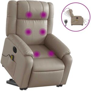 vidaXL Sta-op-massagestoel - Kunstleer - Cappuccino - Elektrisch
