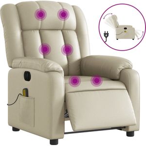 vidaXL - Massagestoel - Kunstleer - Crèmekleurig - Verstelbaar met Massagefunctie