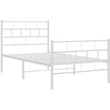 vidaXL Bettgestell mit Kopf- und Fußteil Metall Weiß 100x190 cm