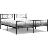 vidaXL - Bedframe - met - hoofd- - en - voeteneinde - metaal - zwart - 200x200 - cm