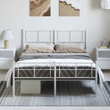 Bettgestell mit Kopf- und Fußteil Metall Weiß 150x200 cm Vidaxl