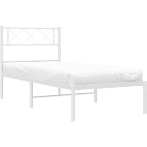 Bettgestell mit Kopfteil Metall Weiß 90x190 cm Vidaxl