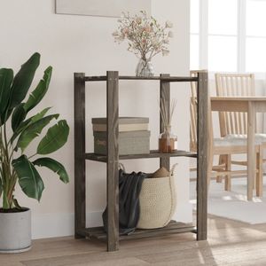 Vidaxl - Lagerregal mit 3 Böden Grau 60x38x90 cm Massivholz Kiefer