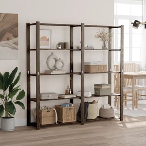 vidaXL - Opbergrek - 5-laags - 170x38x170 - cm - massief - grenenhout - zwart