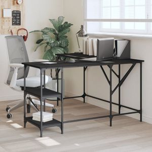 vidaXL Bureau 139x139x75 cm bewerkt hout zwart