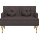 vidaXL - Bankje - met - kussens - 113x64,5x75,5 - cm - stof - donkerbruin