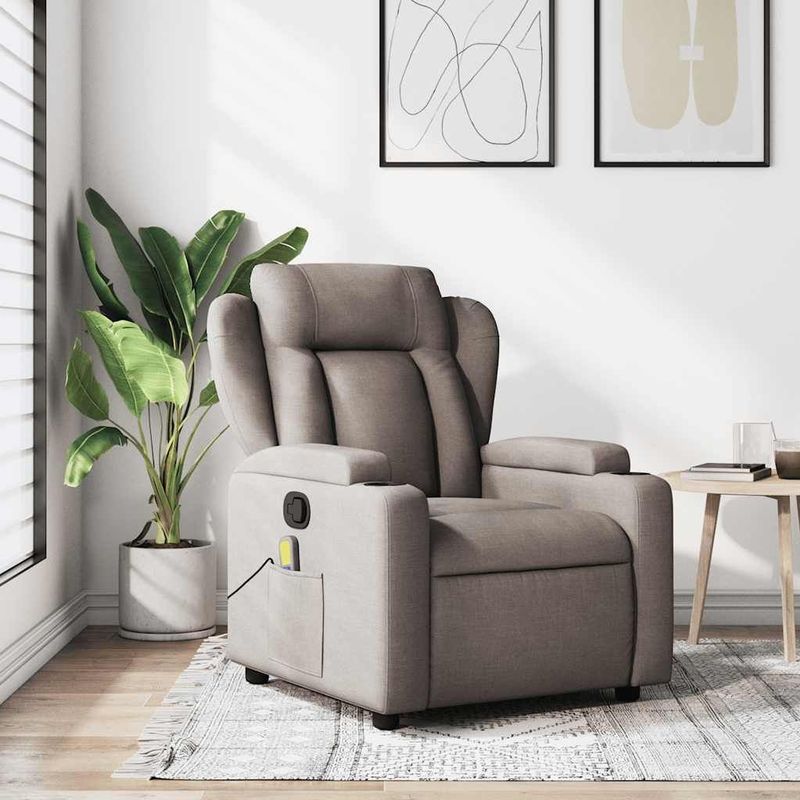 vidaXL Massagestoel verstelbaar stof taupe
