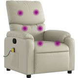 vidaXL Massagestoel verstelbaar kunstleer crème, fauteuil, relaxstoel, slaapfauteuil, relaxfauteuil, fauteuil stoel, leren fauteuil, tv-stoel