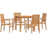 5-tlg. Garten-Essgruppe Massivholz Teak vidaXL