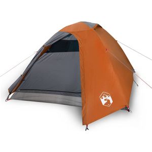 vidaXL Tent 2-persoons 264x210x125 cm 185T taft grijs en oranje