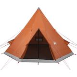 vidaXL Tent 4-persoons 367x367x259 cm 185T taft grijs en oranje