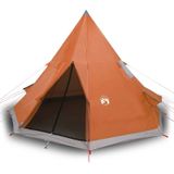 vidaXL Tent 4-persoons 367x367x259 cm 185T taft grijs en oranje