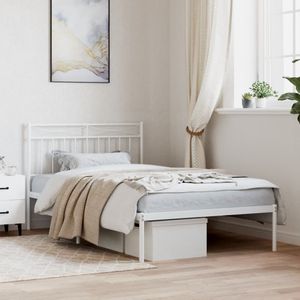 Bettgestell mit Kopfteil Metall Weiß 107x203 cm Vidaxl