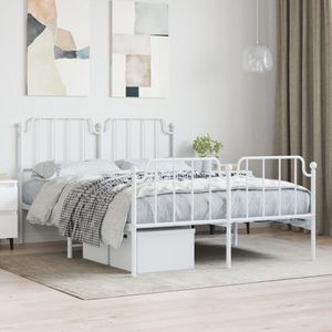 vidaXL - Bedframe - met - hoofd- - en - voeteneinde metaal - wit - 140x200 - cm