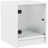 vidaXL Nachtkastje met glazen deur 35x37x42 cm wit