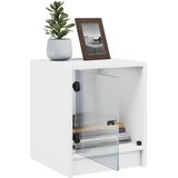 vidaXL Nachtkastjes met glazen deuren 2 st 35x37x42 cm wit