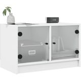 vidaXL - Tv-meubel - met - glazen - deuren - 68x37x42 - cm - wit