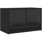 vidaXL Tv-meubel met glazen deuren 68x37x42 cm zwart
