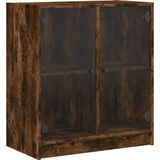 vidaXL Bijzetkast met glazen deuren 68x37x75,5 cm gerookt eikenkleurig