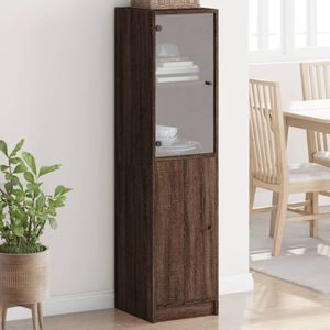 vidaXL - Hoge - kast - met - glazen - deur - 35x37x142 - cm - bruin - eikenkleur