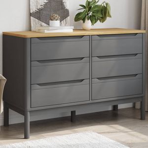 vidaXL - FLORO - Ladekast - Grijs - Massief Grenenhout - 6 Lades