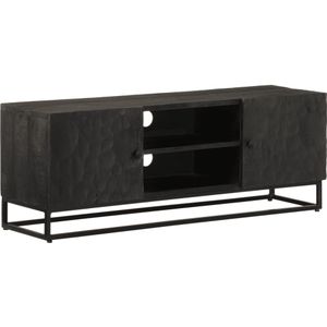 vidaXL - Tv-meubel - 110x30x40 - cm - massief - mangohout - en - ijzer - zwart