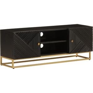 vidaXL Tv-meubel 110x30x40 cm massief mangohout en ijzer zwart