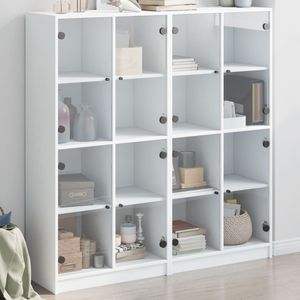 vidaXL Bücherschrank mit Türen Weiß 136x37x142 cm Holzwerkstoff